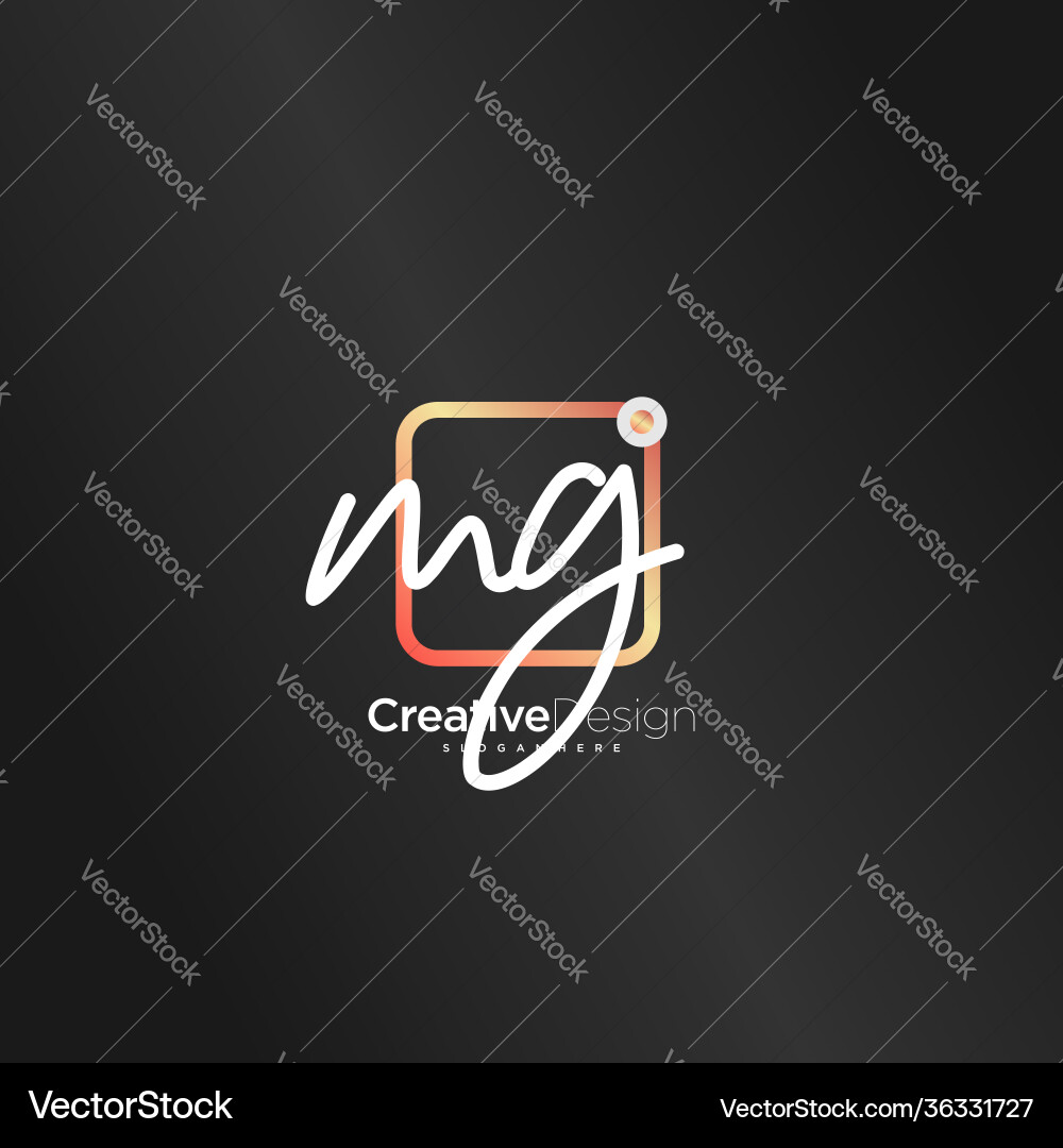 Mg initial letter handwriting logo art hand drawn Vector Image
