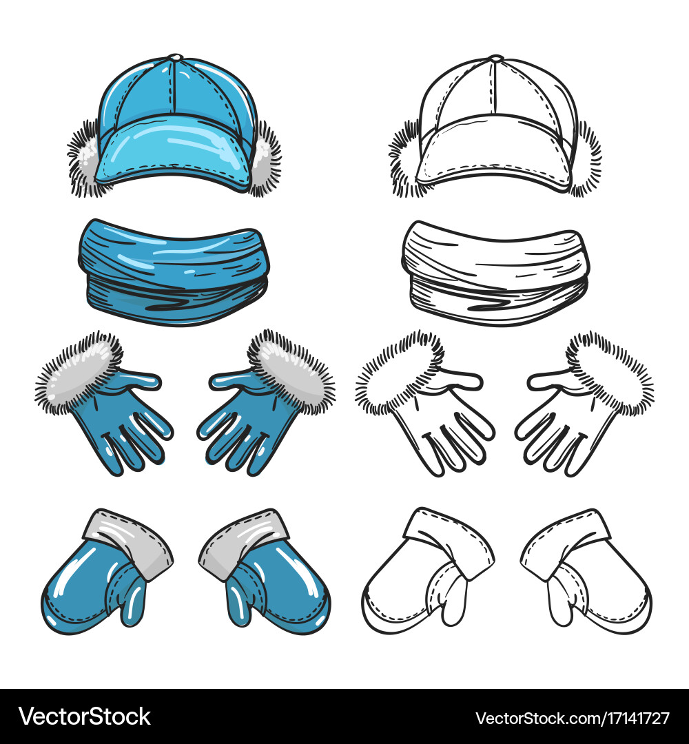 Set of winter accessories Royalty Free Vector Image