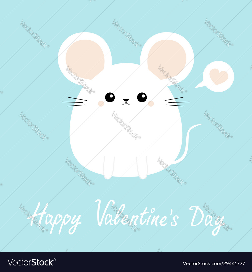 White Mouse Icon Happy Valentines Day Funny Head Vector Image White Mouse Icon Happy Valentines Day Funny Head Vector Image