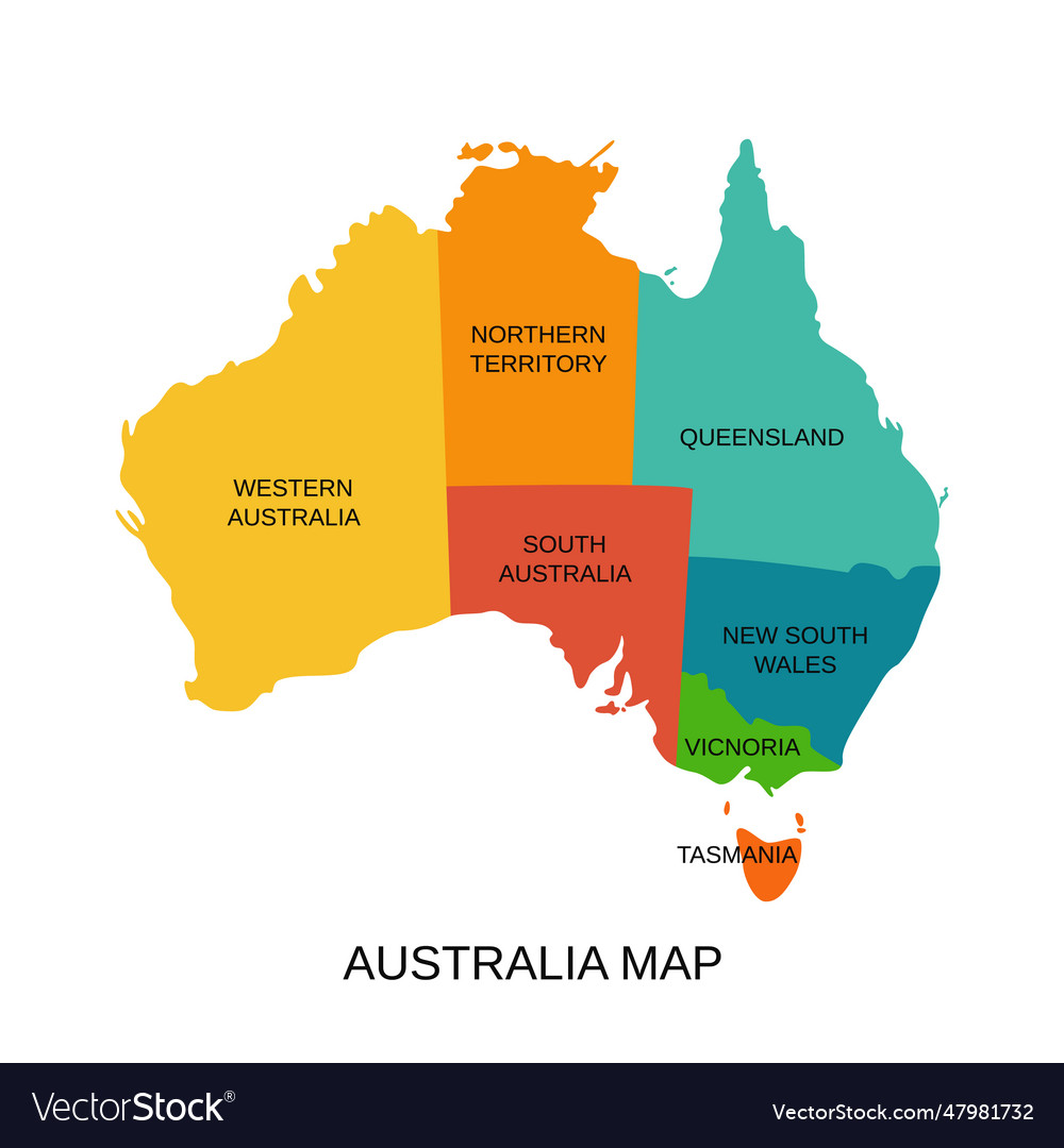 Australia map with regions australian state Vector Image