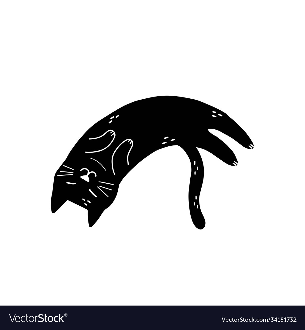 Black cat sleeping isolated element cute feline Vector Image