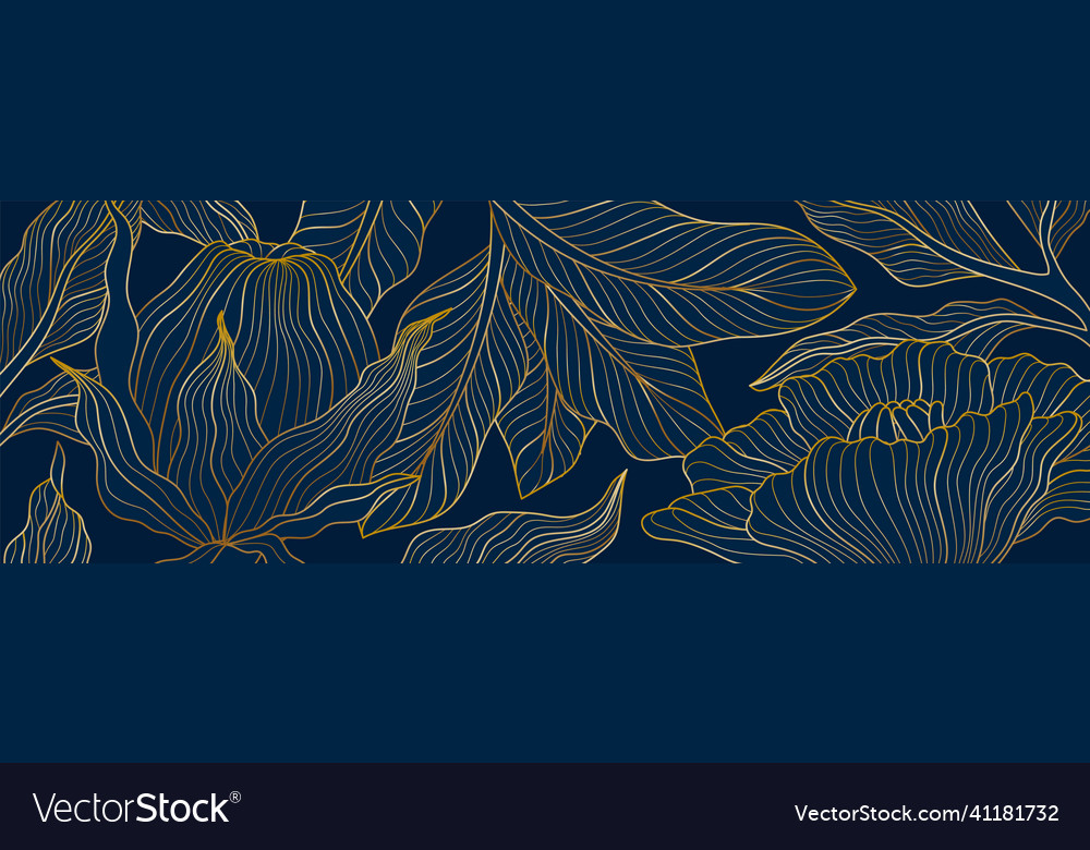 Golden plants background gold blue foliage Vector Image