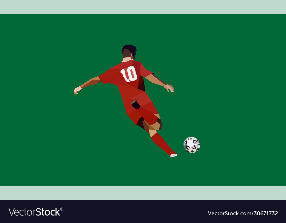 Soccer player kicking ball european football Vector Image