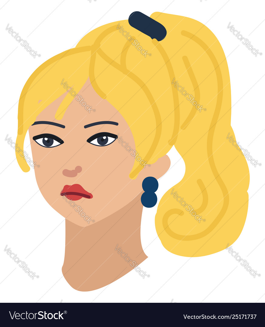 Beautiful woman with blond hair tied in ponytail Vector Image Beautiful woman with blond hair tied in ponytail Vector Image