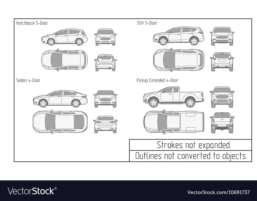 Car Sedan And Suv Drawing Outlines Not Converted Vector Image