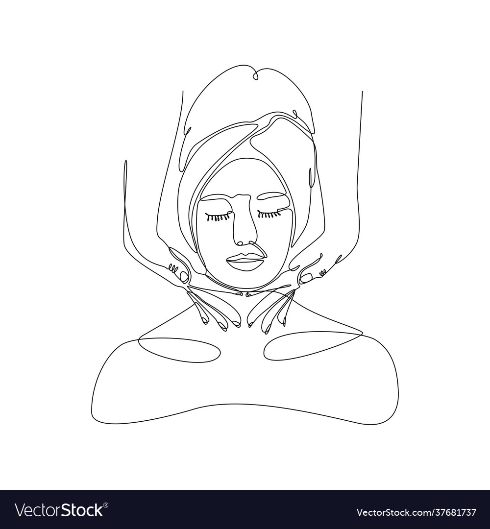 Continuous Line Drawing Beautiful Woman Doing Vector Image