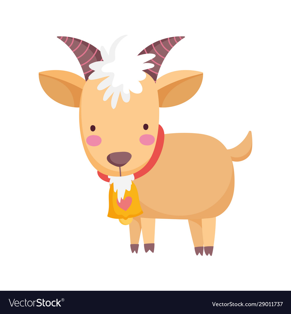 Goat bovine with bell farm animal cartoon Vector Image Goat bovine with bell farm animal cartoon Vector Image