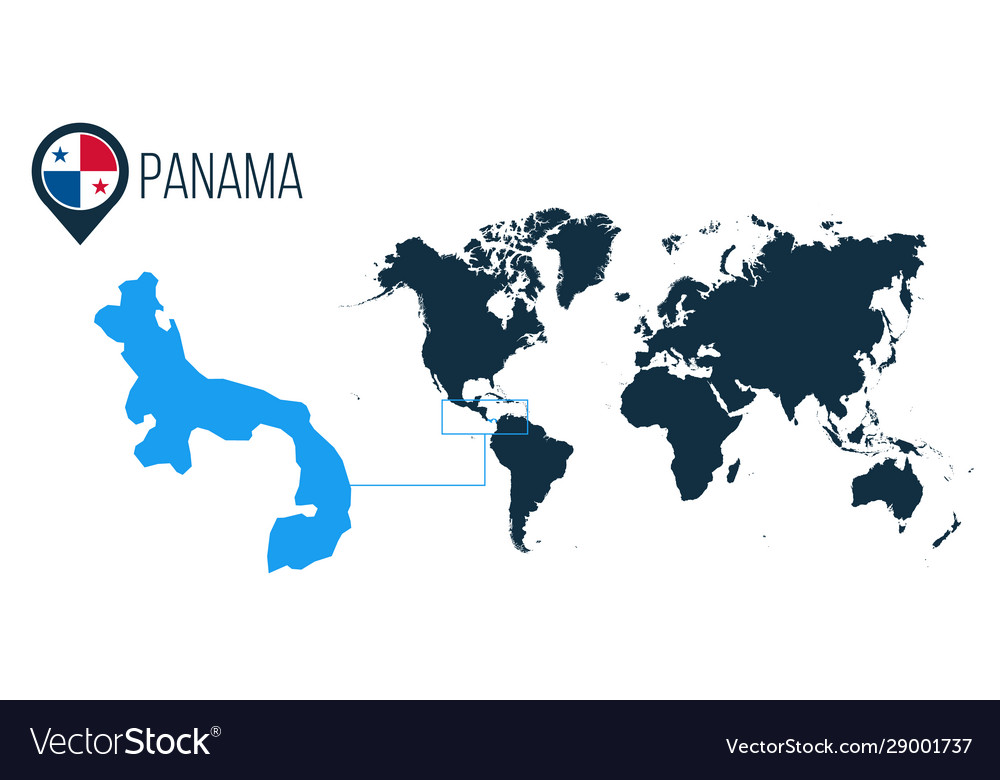 Panama Map Located On A World With Flag Royalty Free Vector Panama Map Located On A World With Flag Vector 29001737