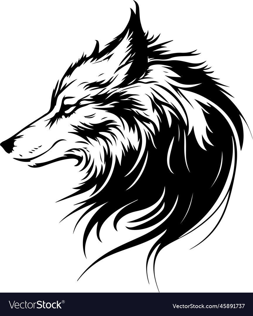 Wolf head with ornament Royalty Free Vector Image