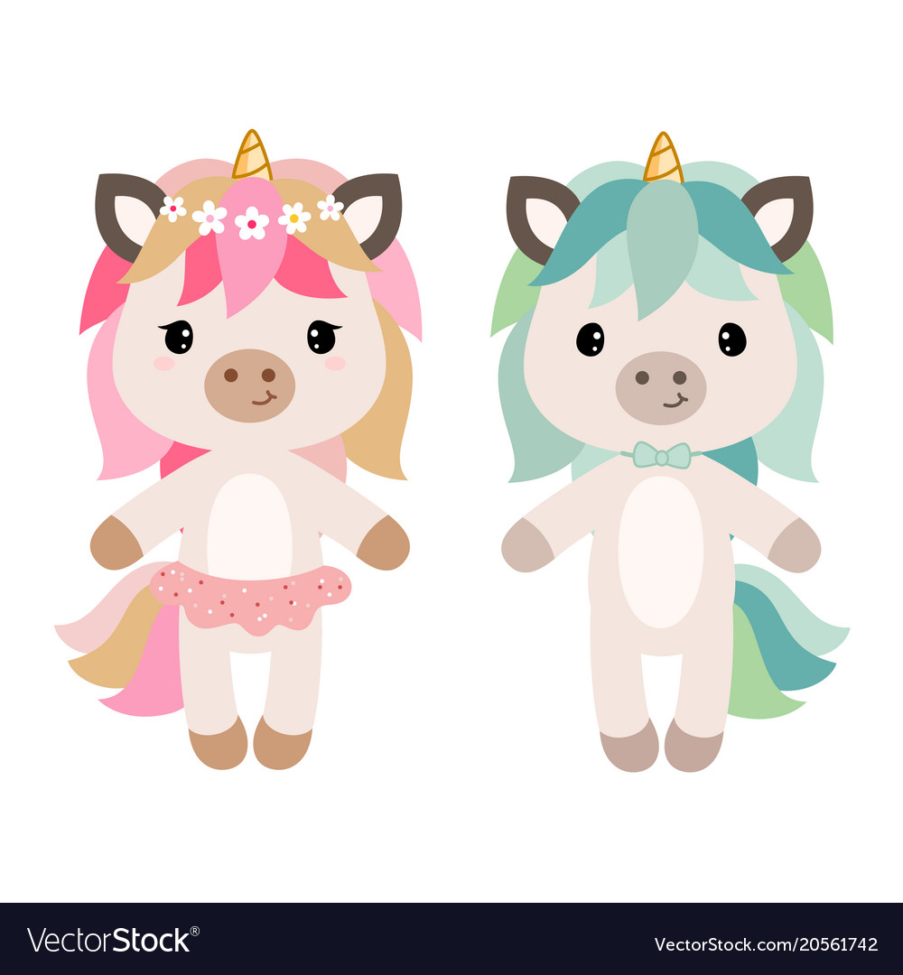cartoon unicorn girl and boy royalty free vector image