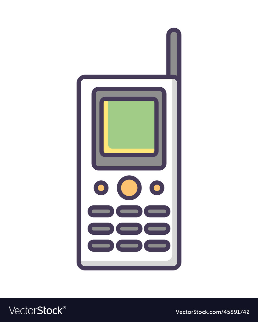 Linha De Arte Pop Antigo Ícone De Telefone Móvel De Teclado Vintage Isolado  No Fundo Da Cor. Dispositivo De Celular Retro. Telefone Móvel Vintage Dos  Anos 90. Vector Royalty Free SVG, Cliparts