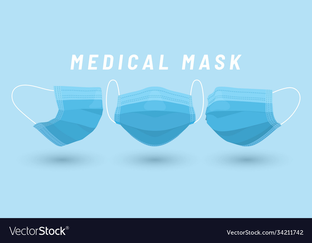 Medical face mask blue in cartoon Royalty Free Vector Image