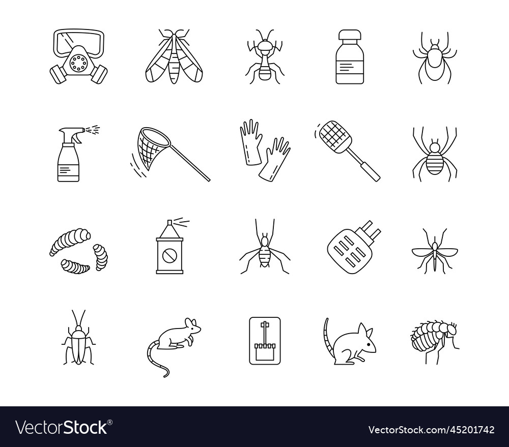 Pest extermination icons bug and rat control Vector Image