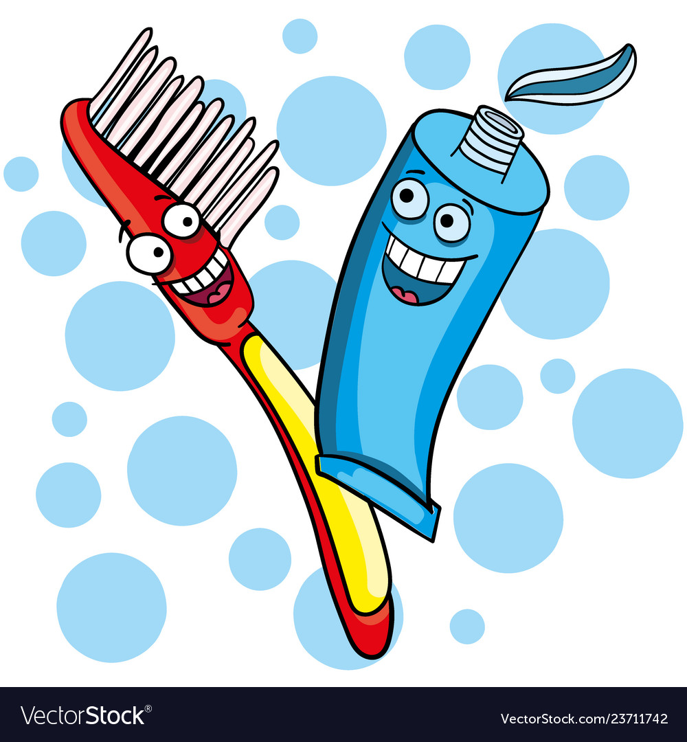 Toothpaste and toothbrush characters emoji Vector Image