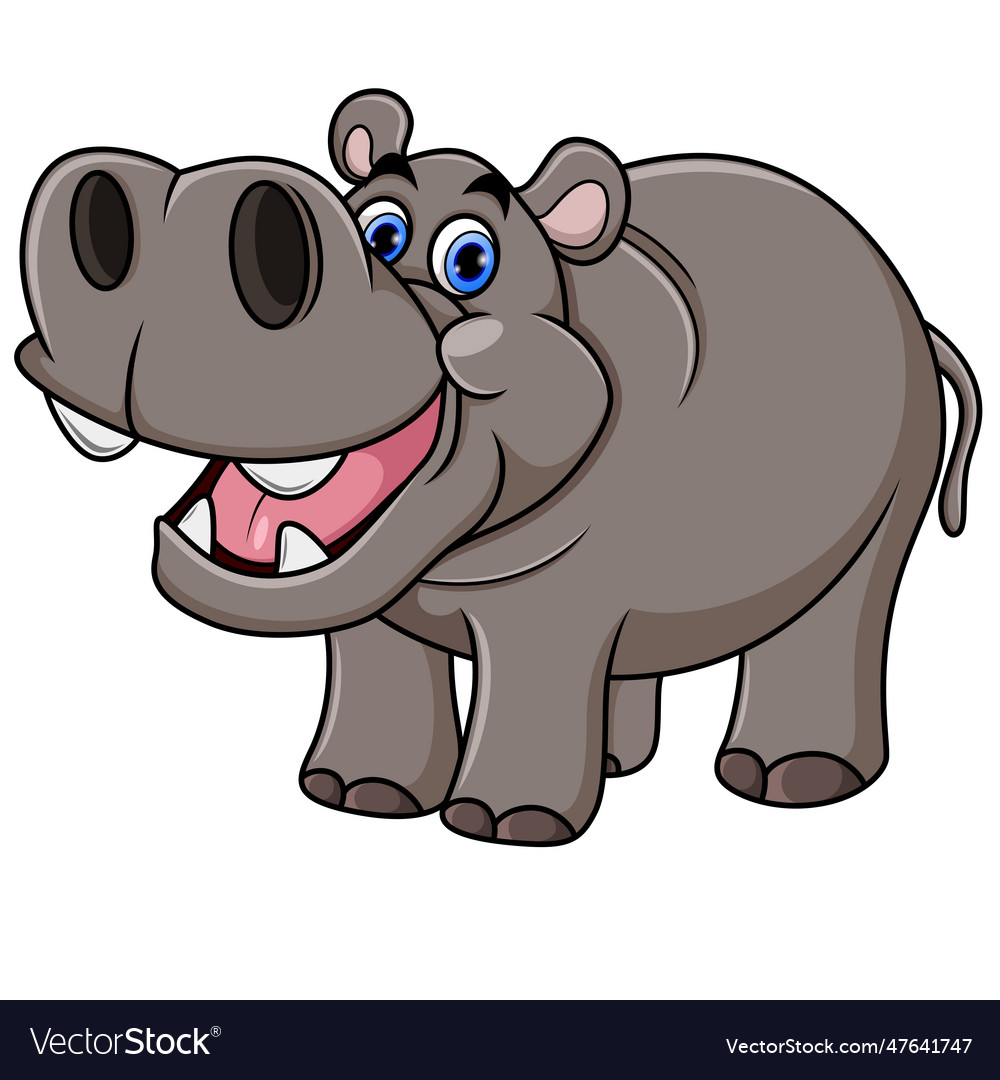 Cartoon hippo with open mouth Royalty Free Vector Image