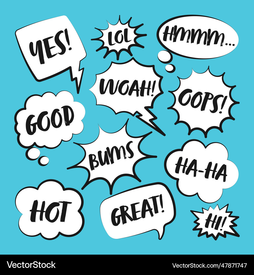 Comic speech bubbles with handwritten text Vector Image