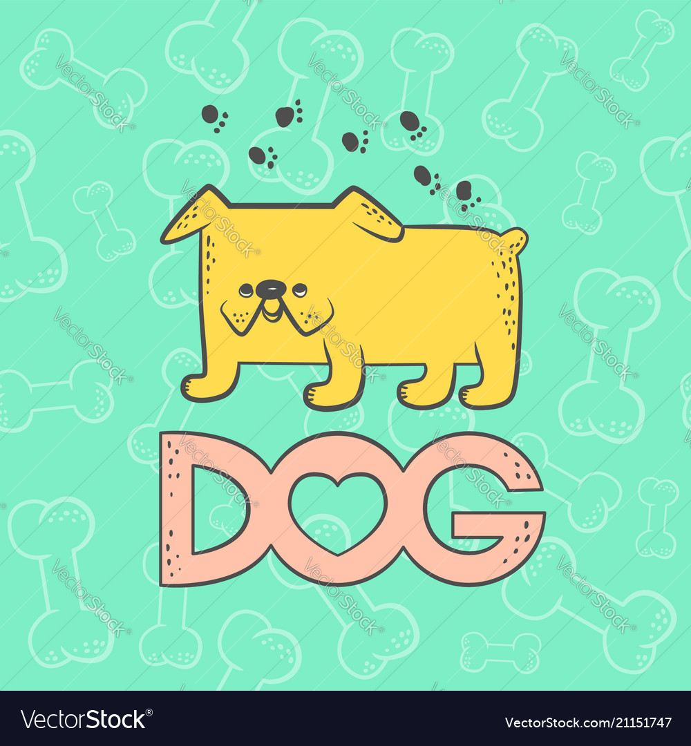 Cute dog bulldog funny caricature animal Vector Image