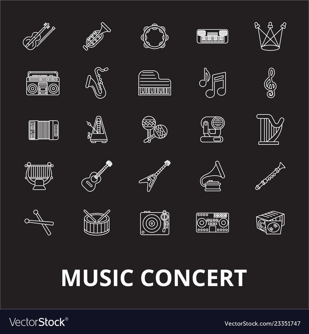 Music concert editable line icons set on Vector Image