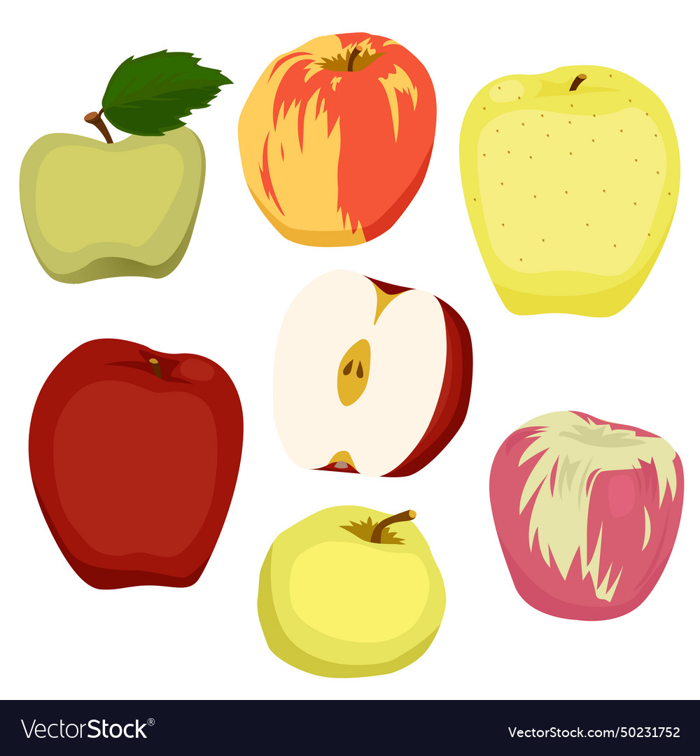 Apples set Royalty Free Vector Image - VectorStock