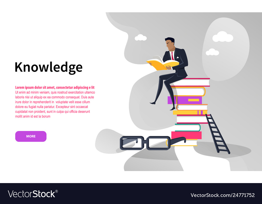 Businessman with book knowledge online web page Vector Image