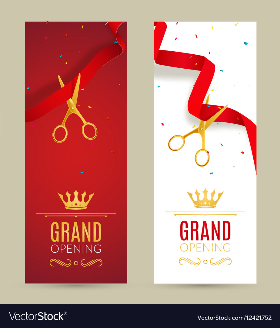 Grand Opening Red Vector Art PNG, Grand Opening Red Banner And