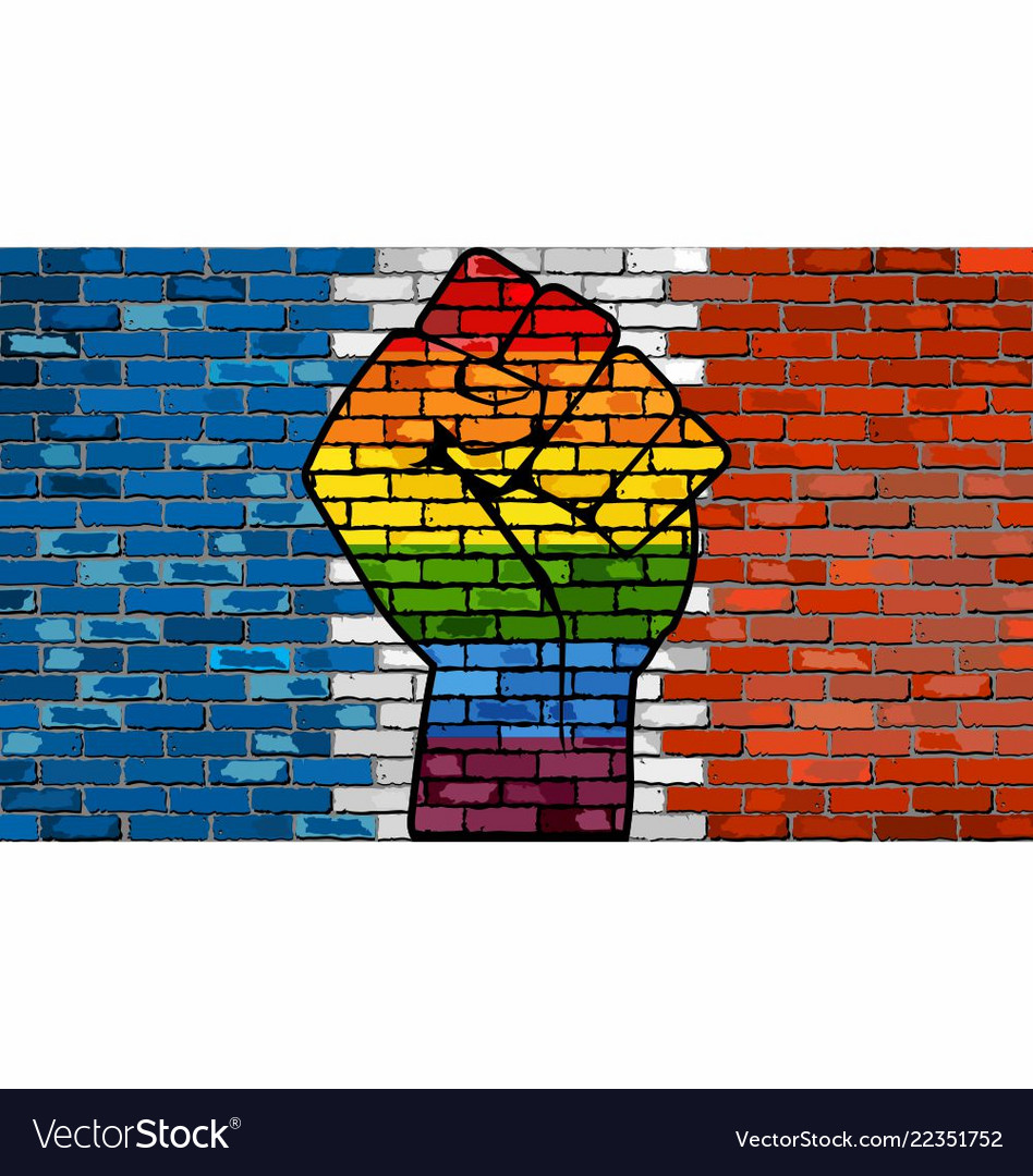 Lgbt protest fist on a france brick wall flag Vector Image