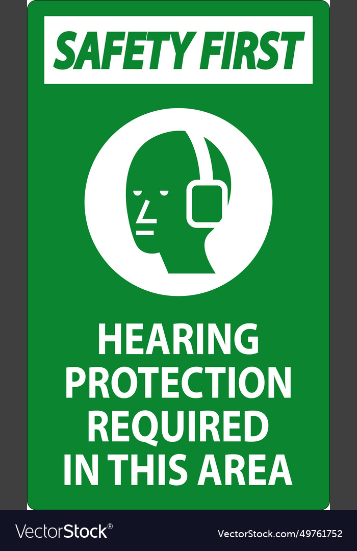 Safety First Sign Hearing Protection Required Vector Image