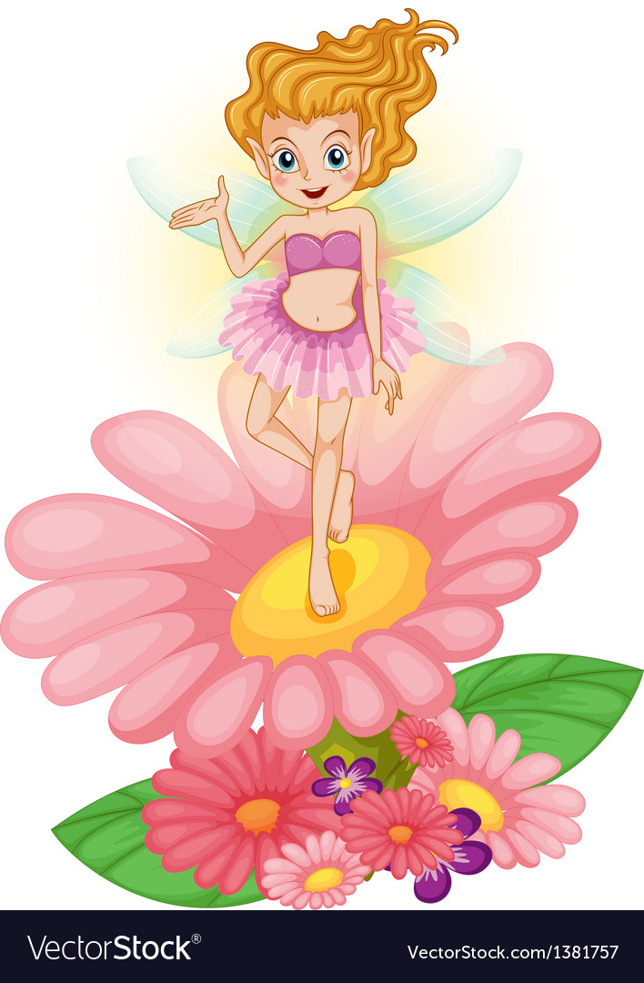 A Fairy Standing Above The Flower Royalty Free Vector Image