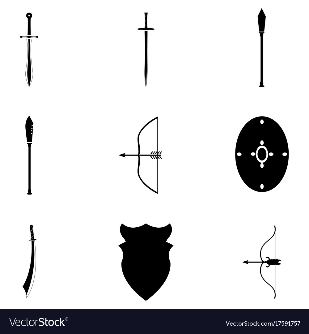 Ancient Weapons Icon Set Royalty Free Vector Image Ancient Weapons Icon Set Royalty Free Vector Image