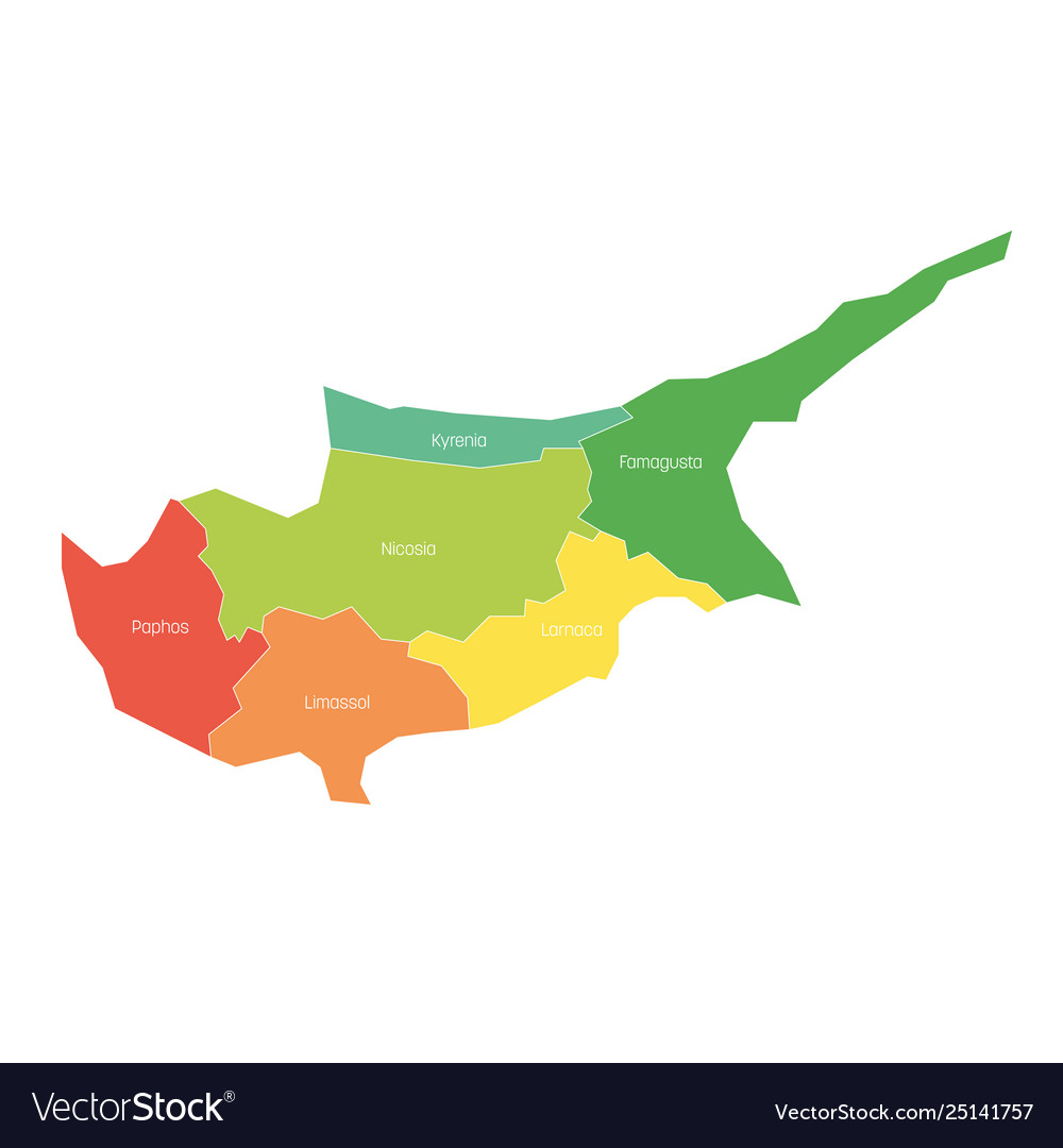 Districts cyprus map regional country Royalty Free Vector