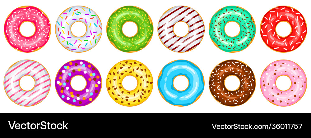 Donuts big set Royalty Free Vector Image - VectorStock