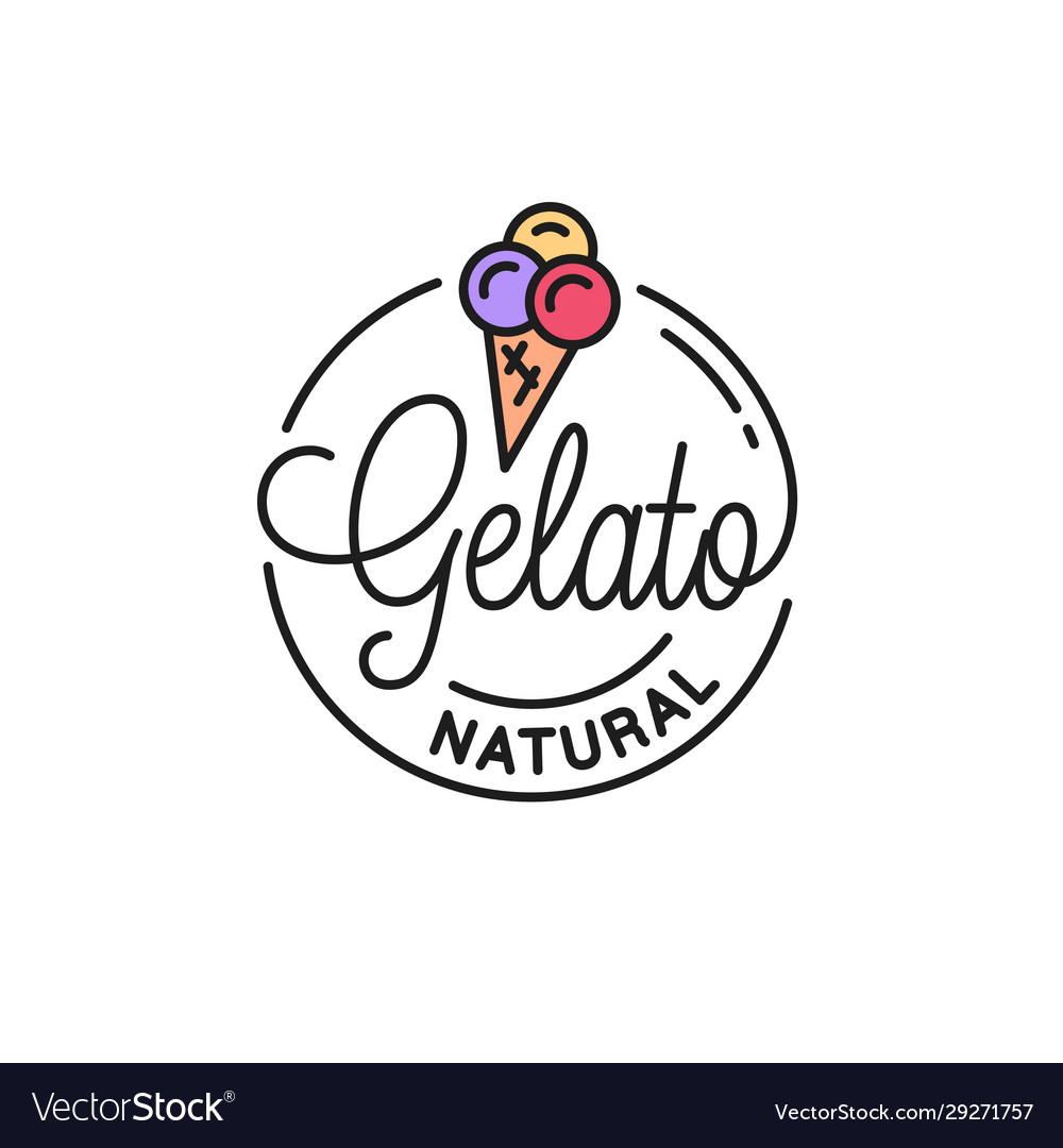 Gelato ice cream logo round linear logo Royalty Free Vector