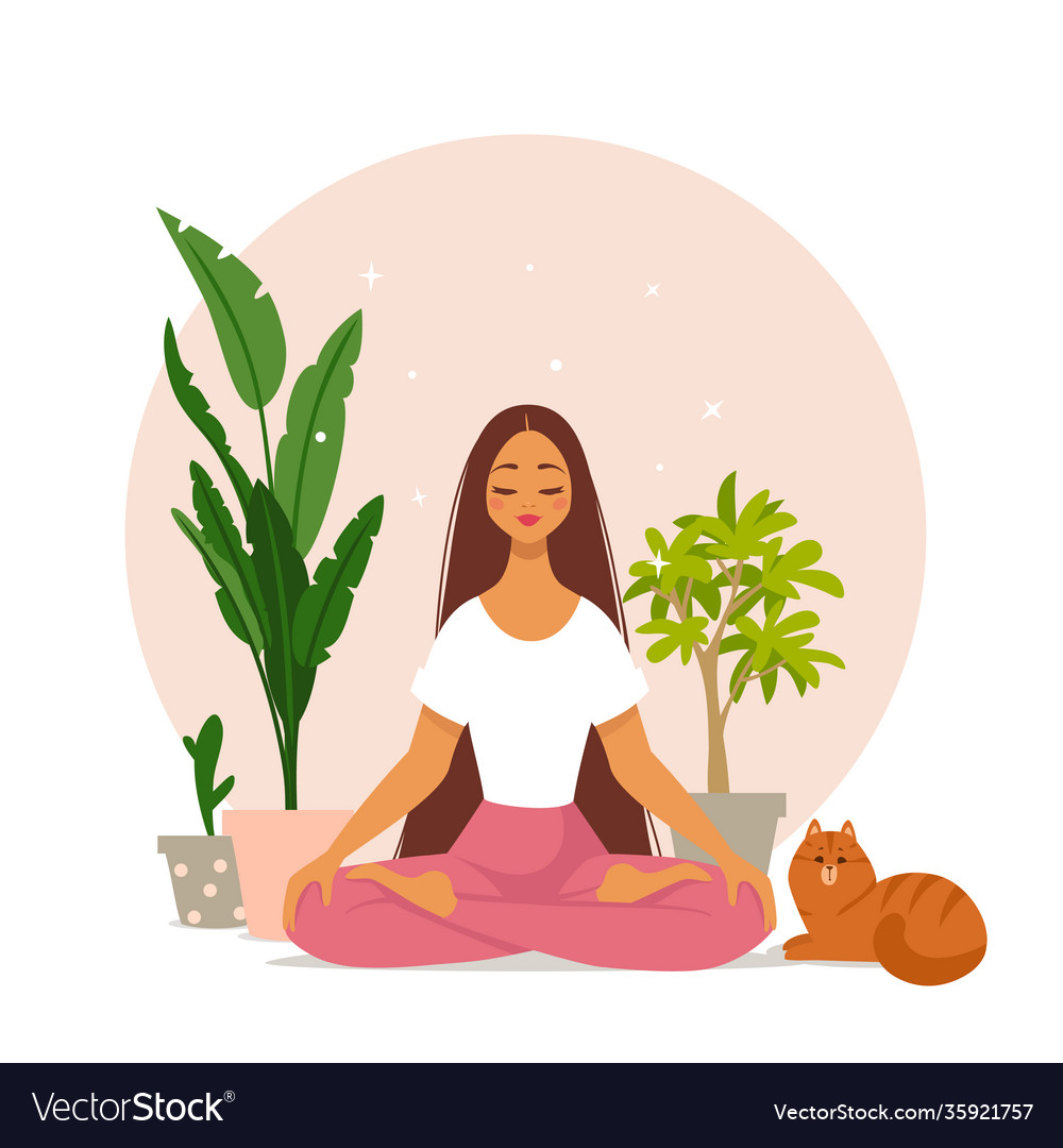 Girl meditation Royalty Free Vector Image - VectorStock