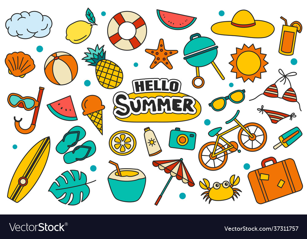 Hello summer collection set design on white Vector Image