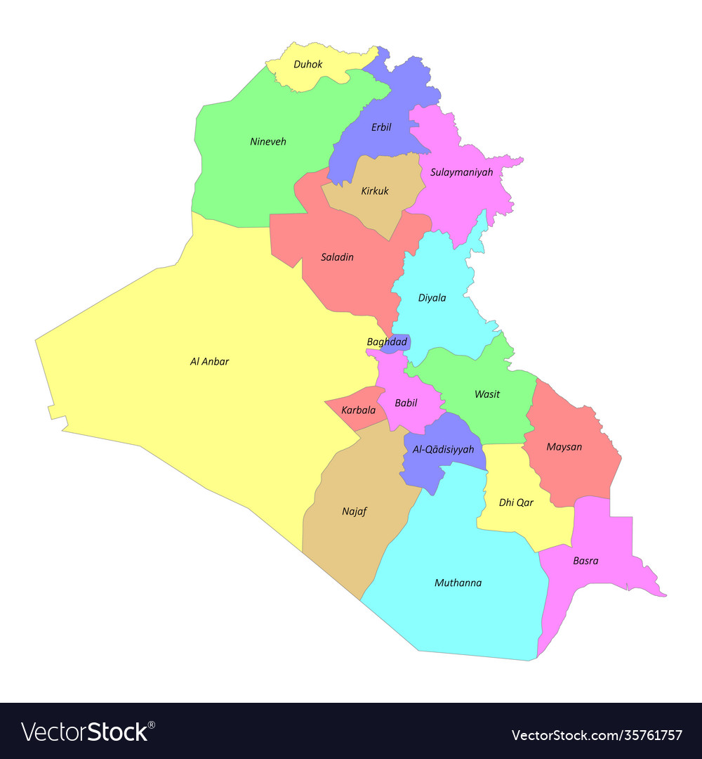 High quality labeled map with iraq borders of Vector Image