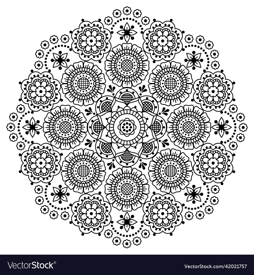 Scandinavian mandala embroidery folk art Vector Image