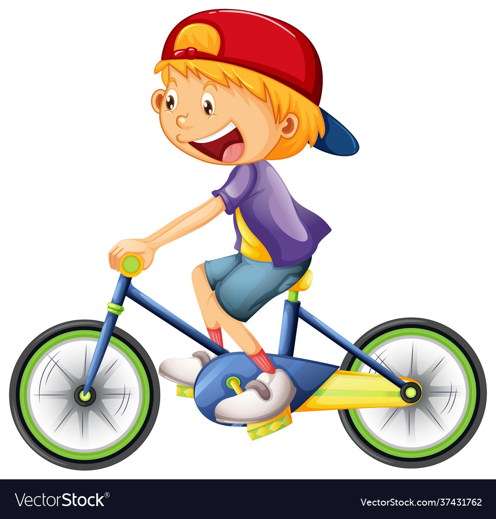 A boy cartoon character wearing cap riding Vector Image