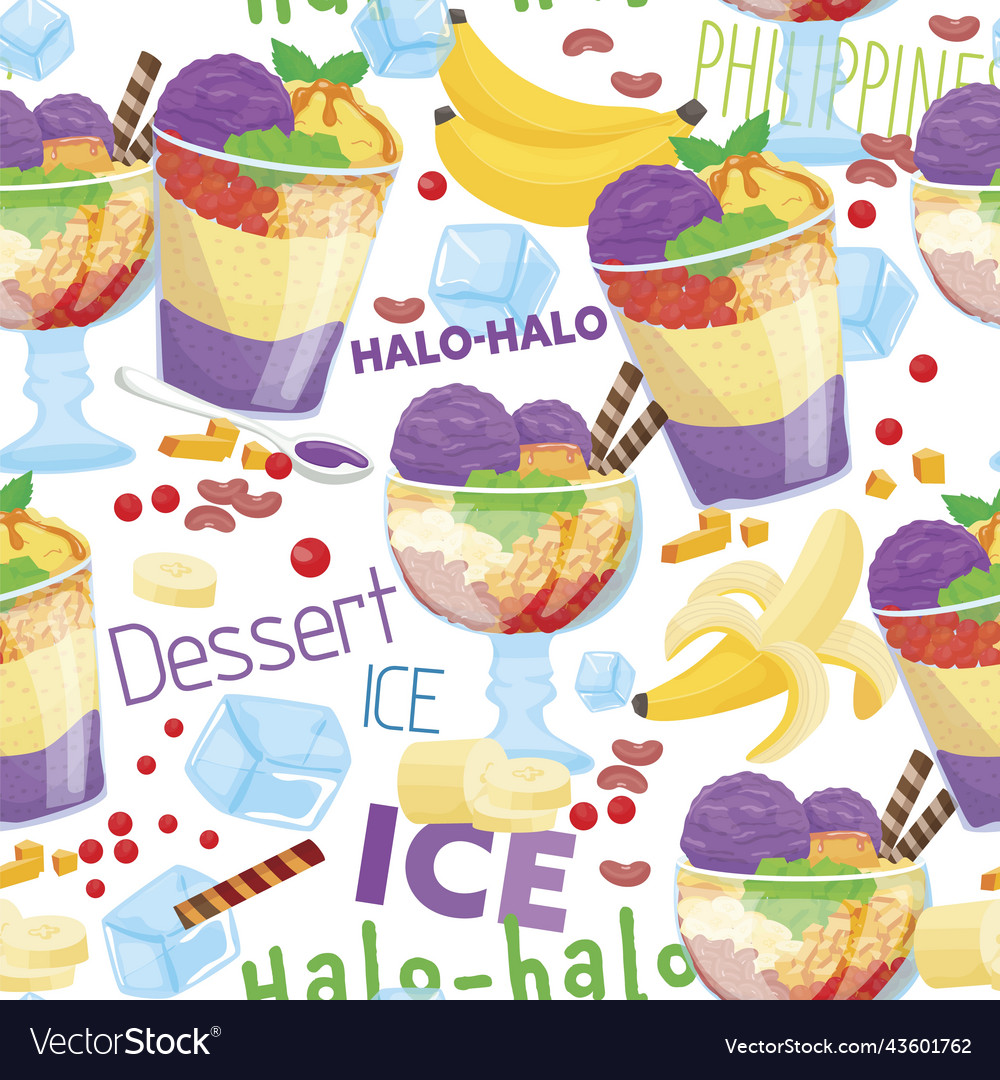 Halo-halo ice dessert seamless pattern Royalty Free Vector