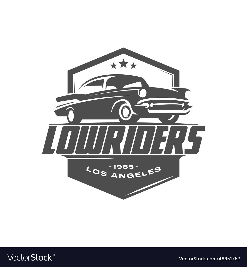 Lowriders Logo Retro Car Label Badge Royalty Free Vector