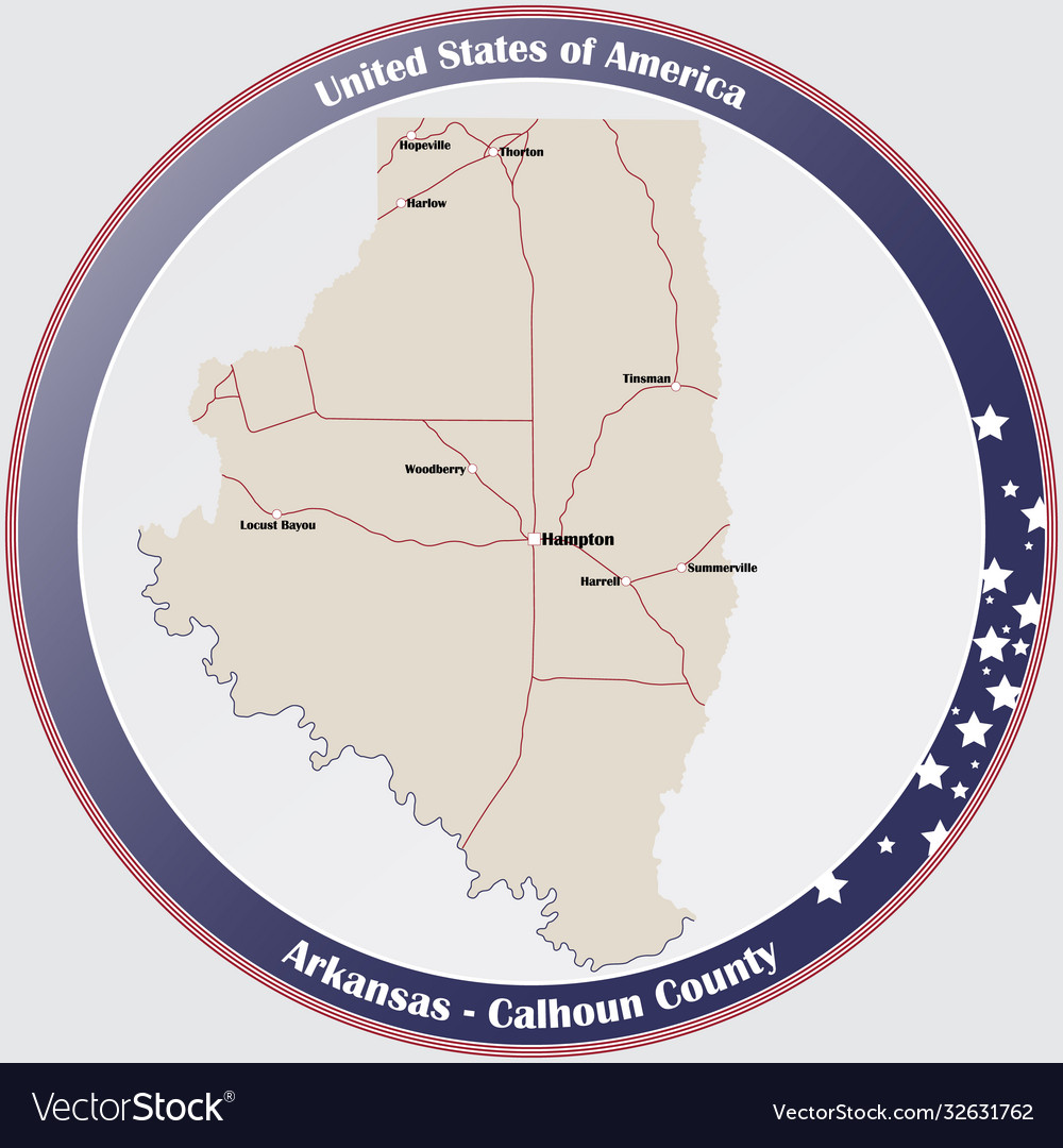 Map calhoun county in arkansas Royalty Free Vector Image