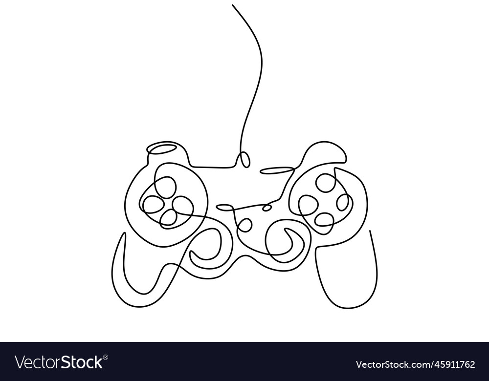 Single continuous line drawing smartphone connected with gamepad