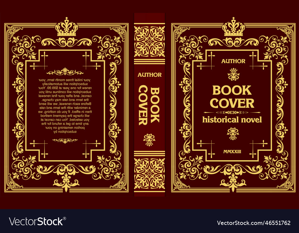 Ornate leather book cover and old retro ornament Vector Image