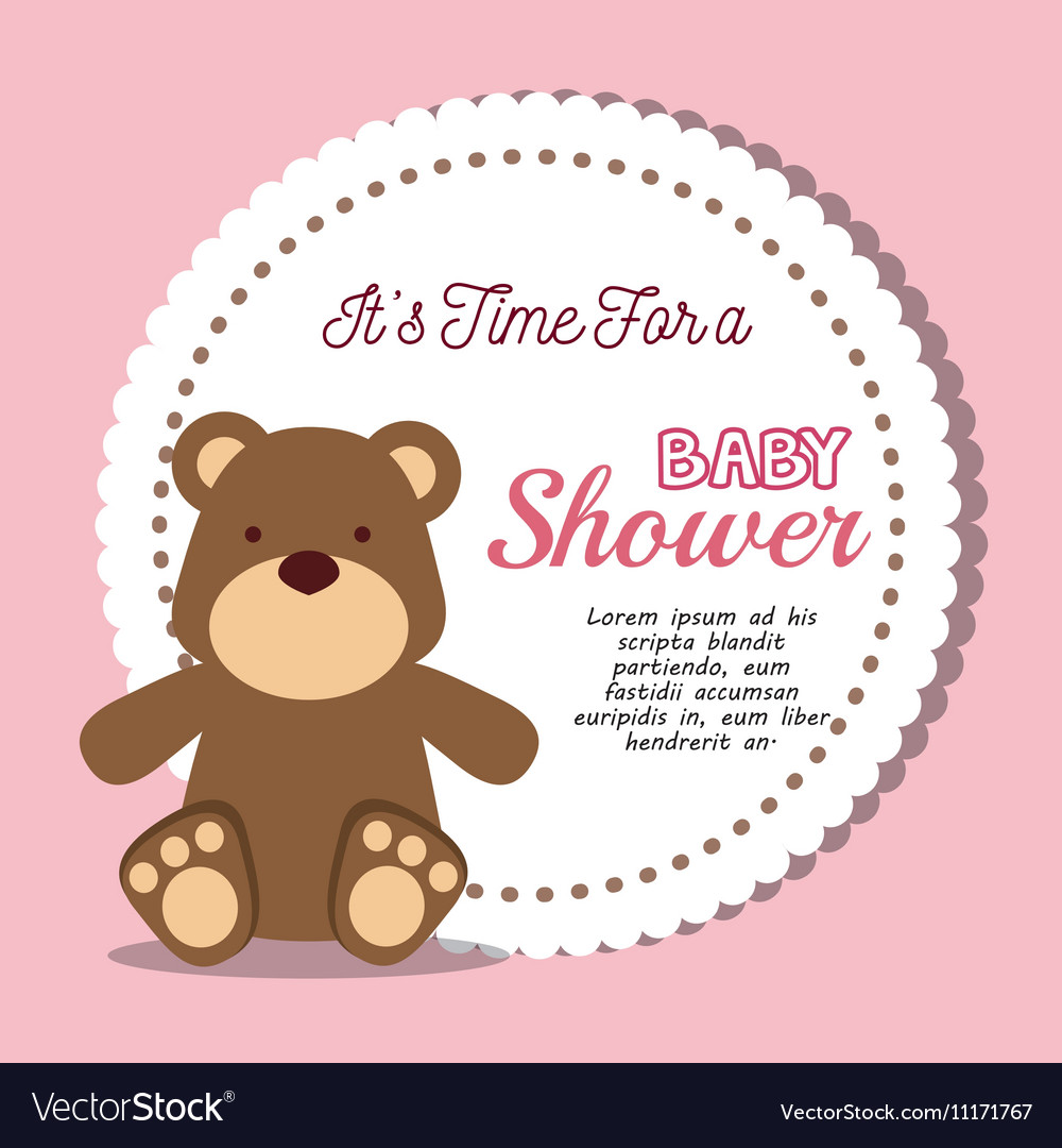 Baby shower invitation with cute animal Royalty Free Vector