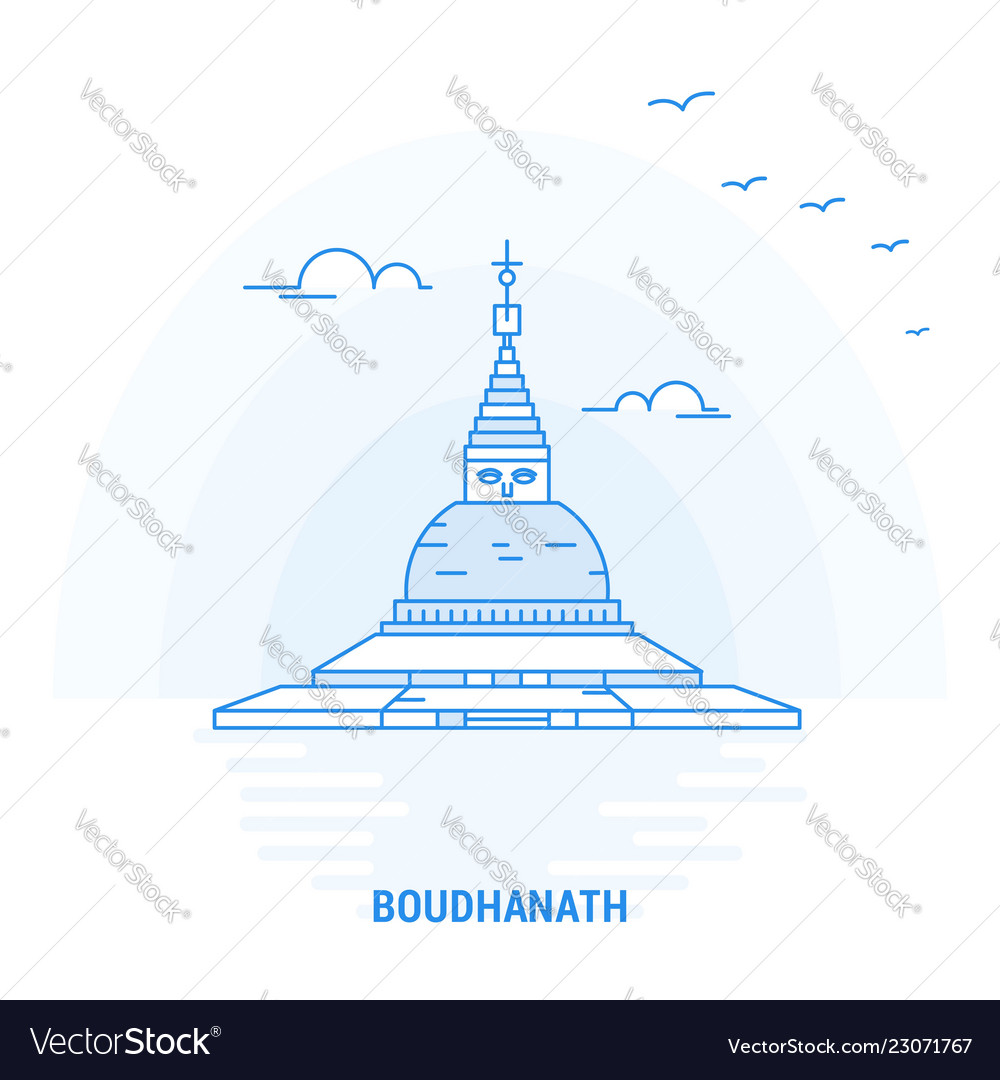 Boudhanath blue landmark creative background Vector Image