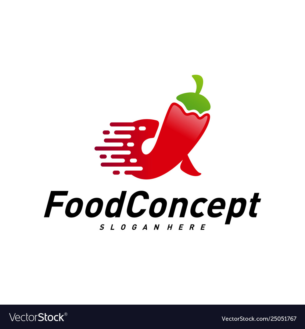 Fast food logo concept red chili design Royalty Free Vector