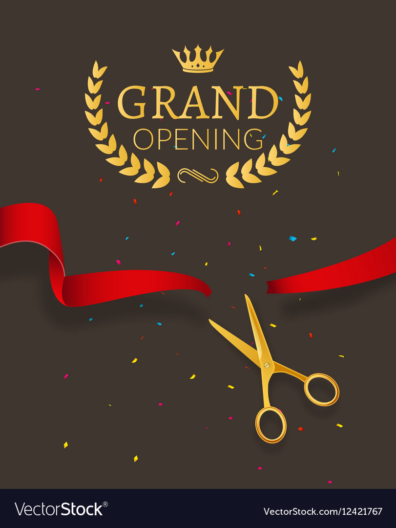 Grand opening design template with ribbon and Vector Image