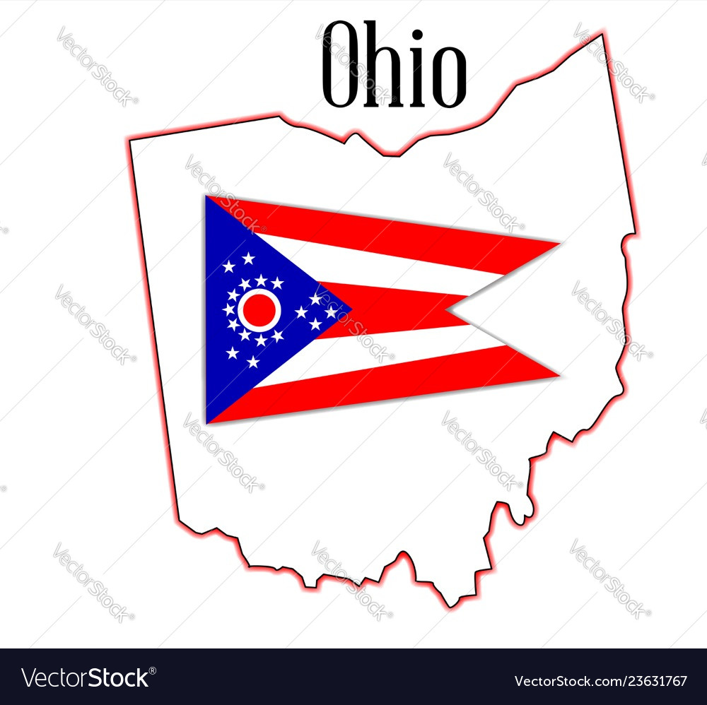 Ohio state map and flag