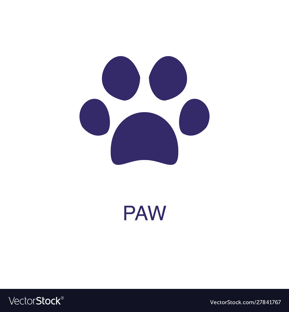Paw element in flat simple style on white