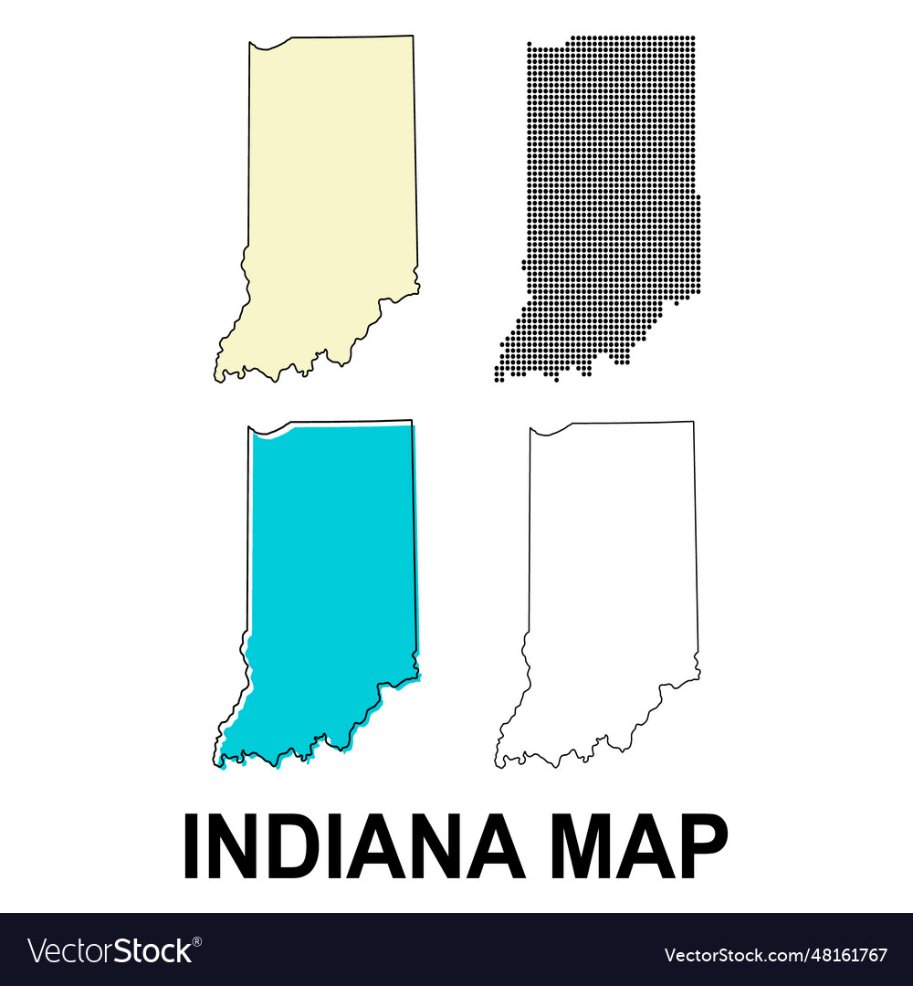 Set of indiana map united states of america flat Vector Image