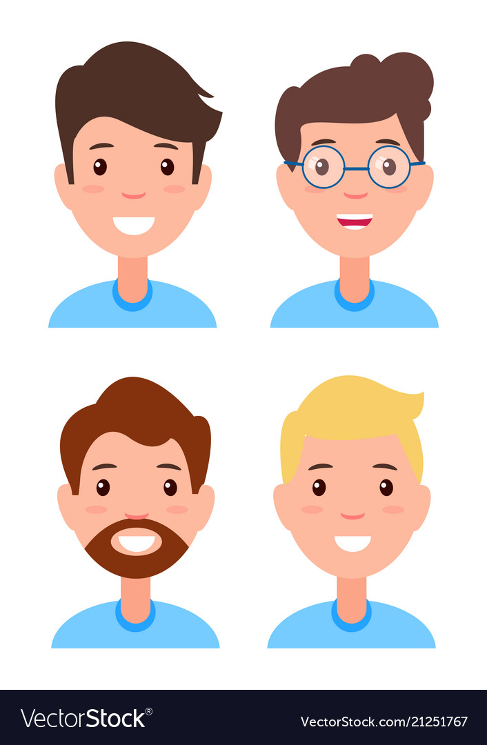 Set Of Men Faces Character Constructor Hairstyles Vector Image